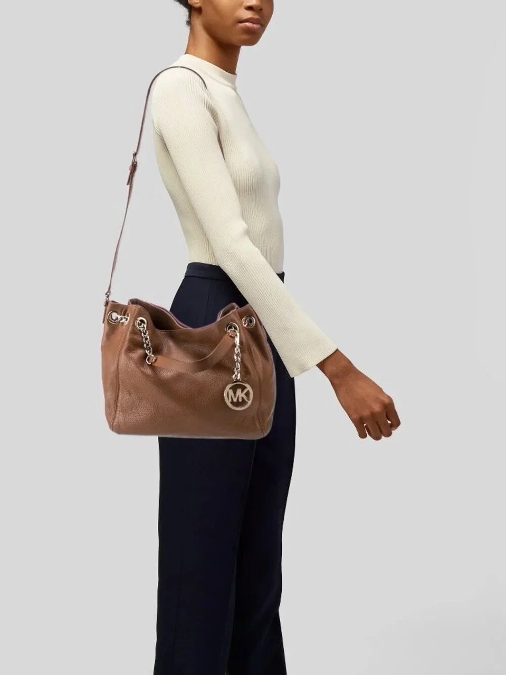 Michael Kors Jet Set Chain Pebble Leather Top Handle Bag